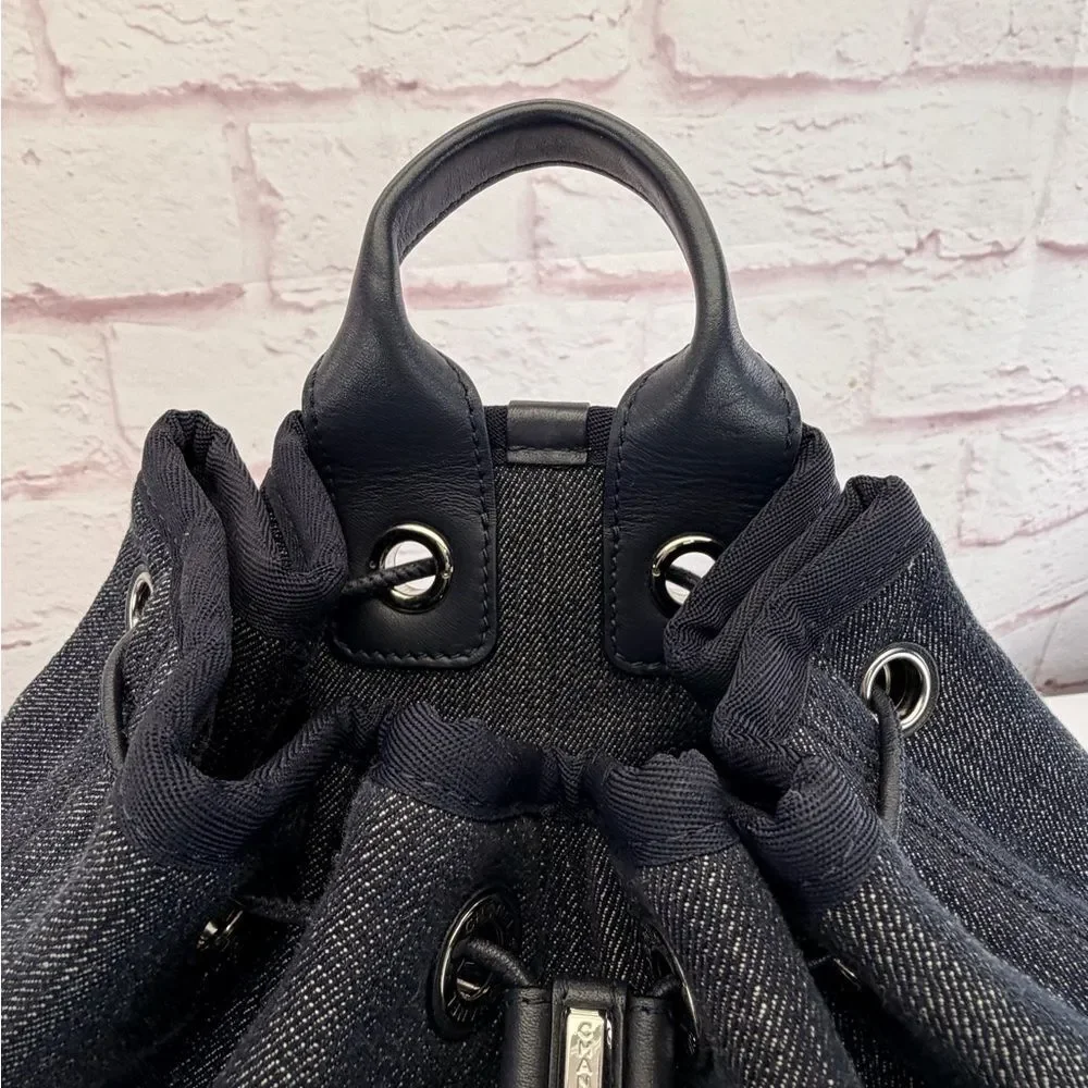 Chanel Deauville Large Navy Denim Canvas Drawstring Backpack